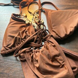 Brown Bikini with Shell Accents